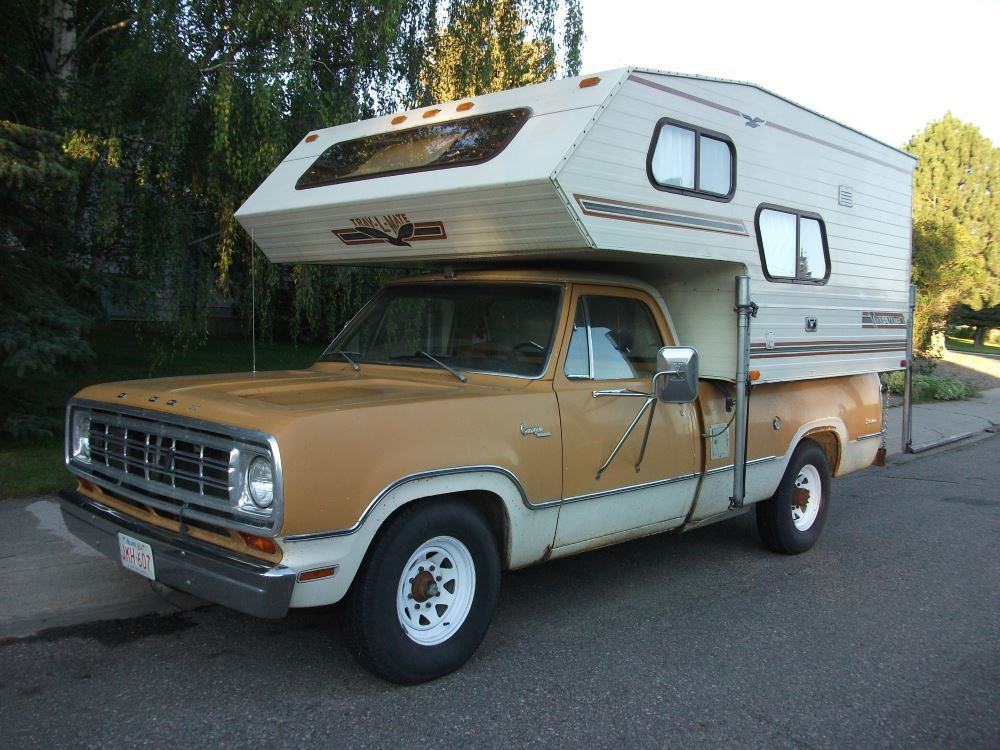 An old school truck camper.