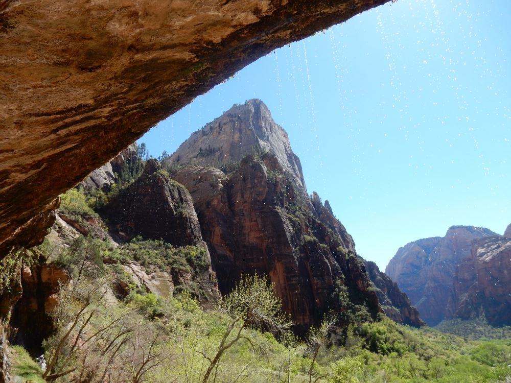 Under the weeping rock looking out at Zion National Park. Sights like these easily inspire a blog post.