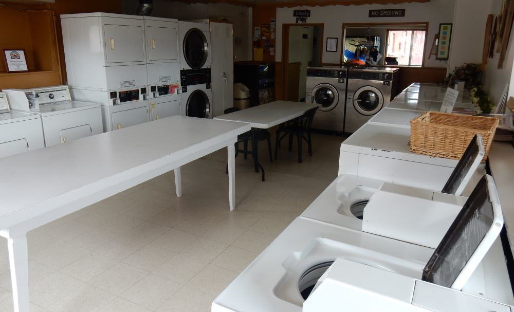 It may not be pretty, but it's the most functional laundry we have yet encountered.