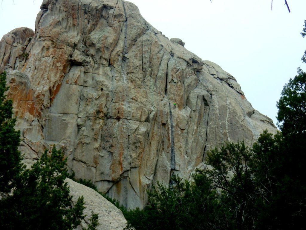 Creekside Tower. The climber in green kind of looks like an ant on a hill