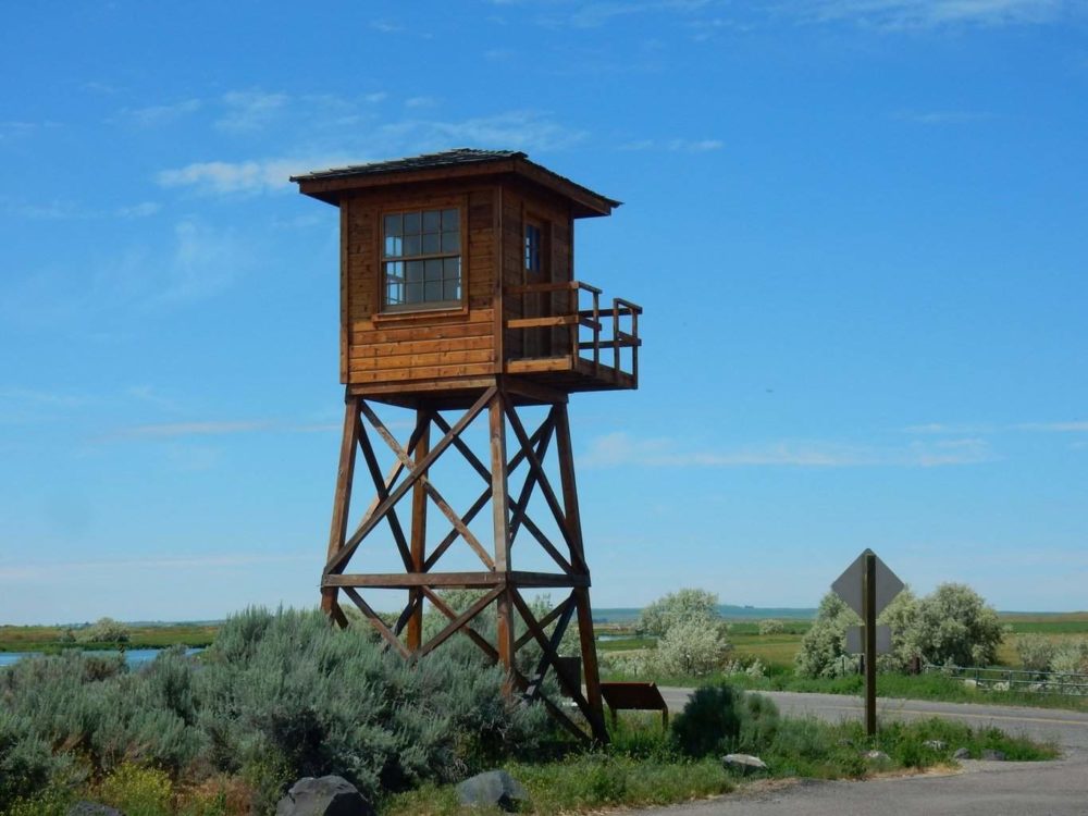 The Guard Tower marks the entrance to Miniadoka National Historical Site