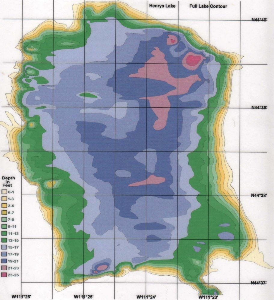 Here's a depth map of Henrys Lake