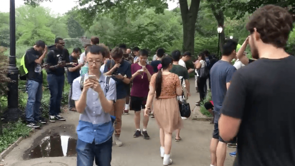 Pokemon Go players invading Central Park in New York.