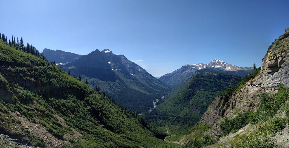 Big Bend is a wide sweeping curve about mid-way between The Loop and Logan Pass.