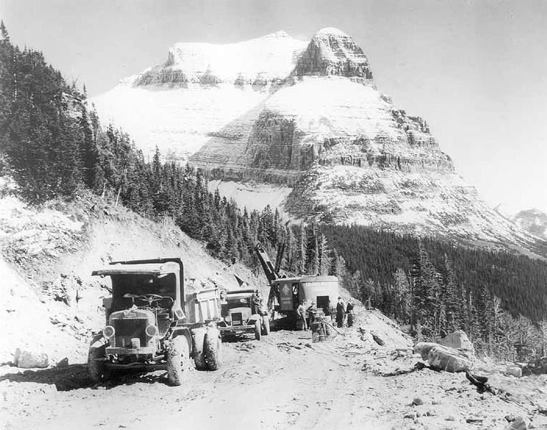 Road Construction of Going-To-The-Sun Road in the 1920s