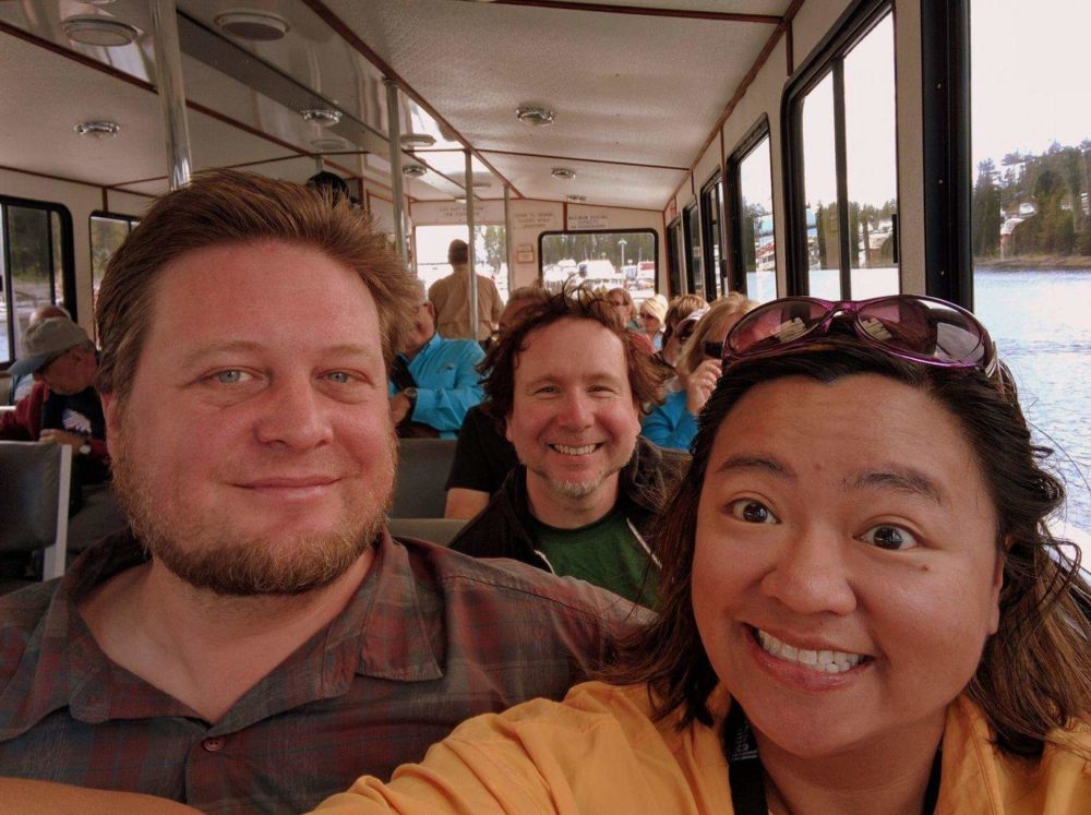 Hitch, Luis, and Me - out on a tour of Yellowstone Lake!