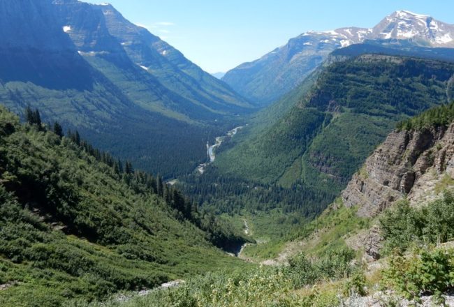 A hanging valley is a valley that is cut across by a deeper valley or a cliff.