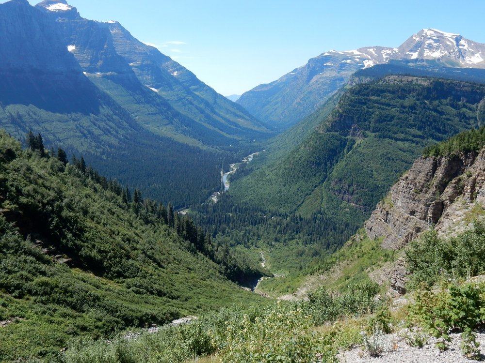 A hanging valley is a valley that is cut across by a deeper valley or a cliff.