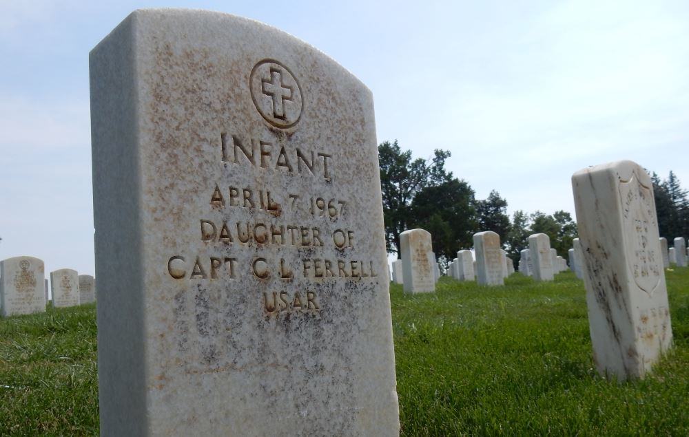One of the many grave markers in the national cemetery at Little Bighorn.