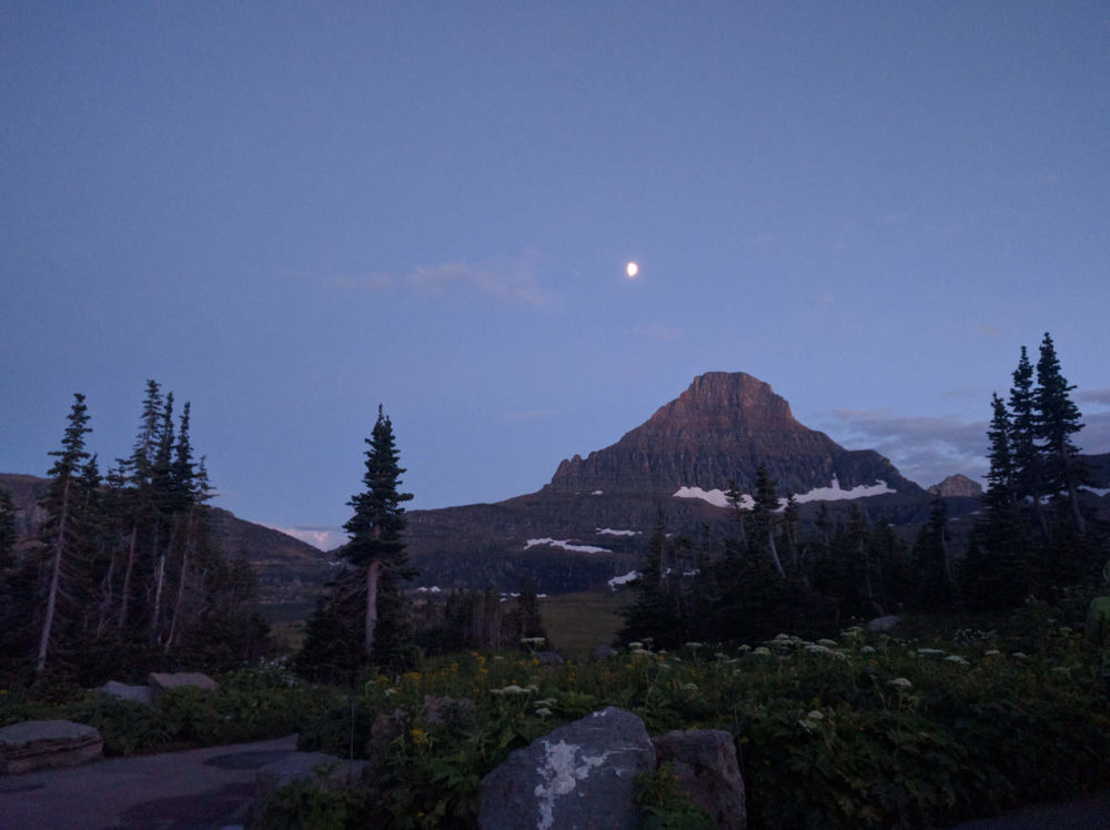 Moon at Logan Pass