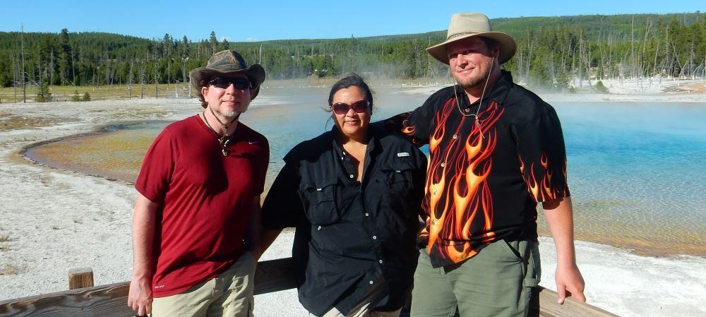 Trail, Hitch, and Luis at Yellowstone.