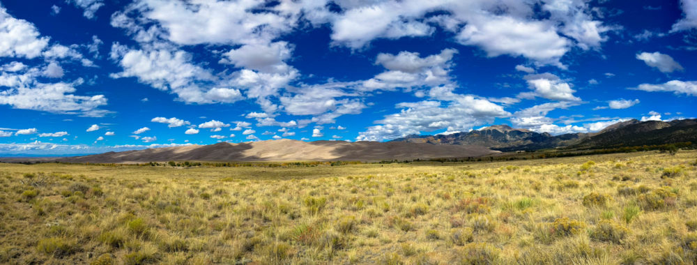 Great Sand Dunes Panorama From the Grasslands