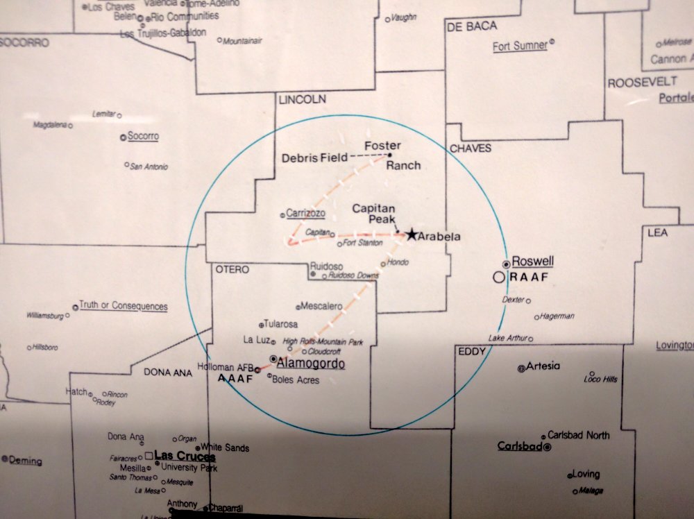 A map of the Roswell Crash Site