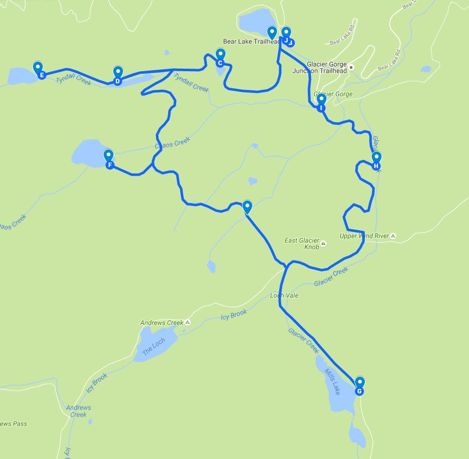 Bear Lake Area Hike Map