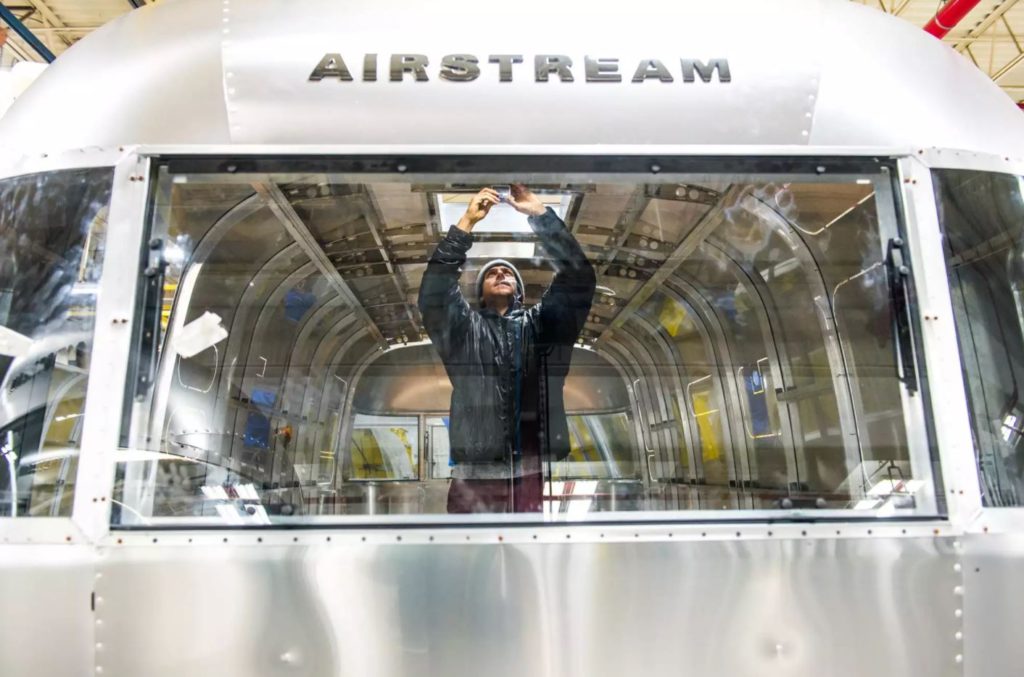 Once the Airstream shell is assembled, interior installs begin.