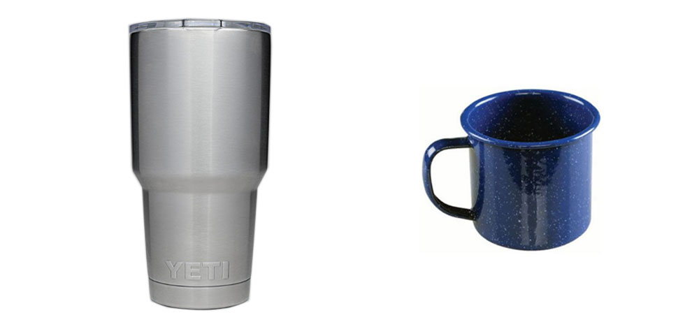 30 oz Tumbler and a Metal Enamel Camping Cup